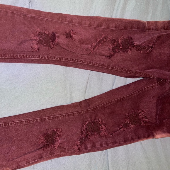 Young and Reckless Ripped Maroon Slim Fit Jeans - Picture 2 of 6
